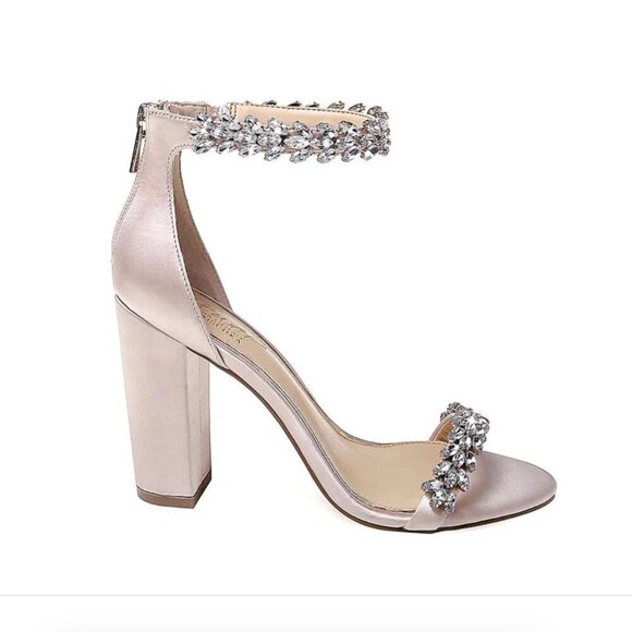 Women's Mayra Block Heel Evening Sandals Champagne Satin - Picture 3 of 9